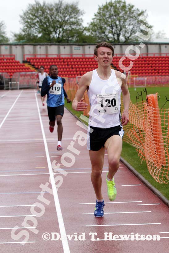 Oliver James (Gateshead College) winning the 800 metres, British College Championships, Gateshead International Stadium.